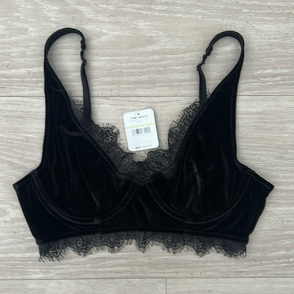 Free People Other - Free People Velvet Black Lace Bustier Top